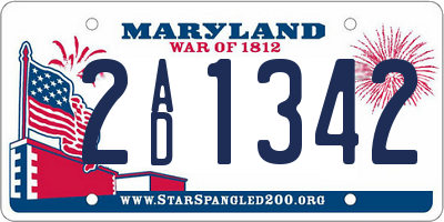 MD license plate 2AD1342