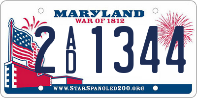 MD license plate 2AD1344