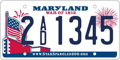 MD license plate 2AD1345