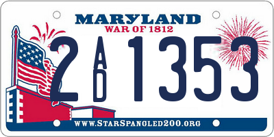 MD license plate 2AD1353