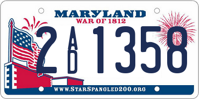 MD license plate 2AD1358