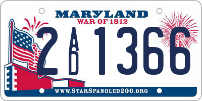 MD license plate 2AD1366