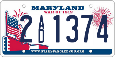 MD license plate 2AD1374
