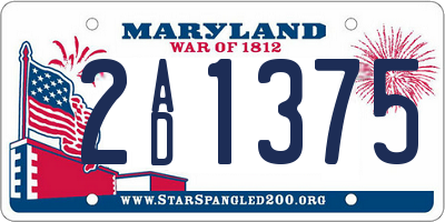 MD license plate 2AD1375