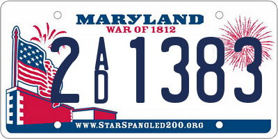 MD license plate 2AD1383