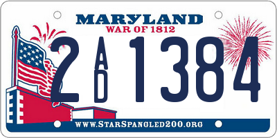 MD license plate 2AD1384