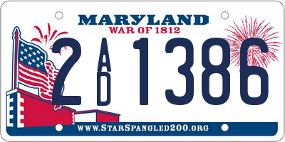 MD license plate 2AD1386