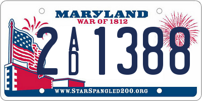 MD license plate 2AD1388