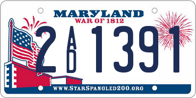 MD license plate 2AD1391