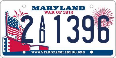 MD license plate 2AD1396