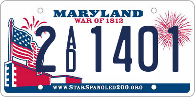 MD license plate 2AD1401