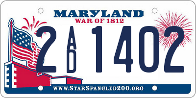 MD license plate 2AD1402