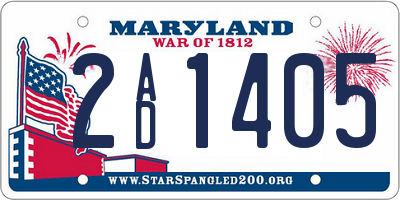 MD license plate 2AD1405