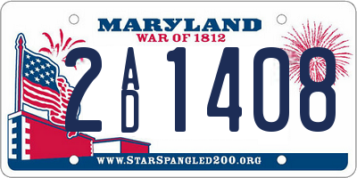 MD license plate 2AD1408
