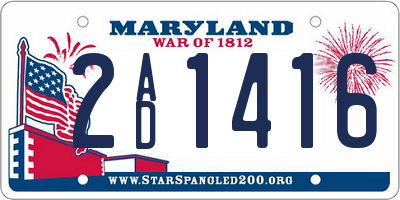 MD license plate 2AD1416