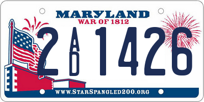 MD license plate 2AD1426