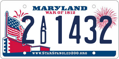 MD license plate 2AD1432