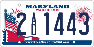 MD license plate 2AD1443