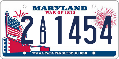 MD license plate 2AD1454