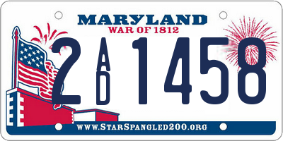 MD license plate 2AD1458