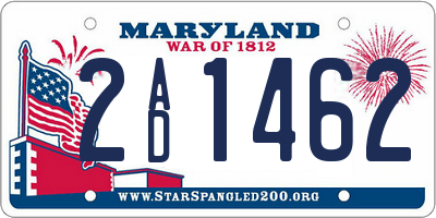 MD license plate 2AD1462