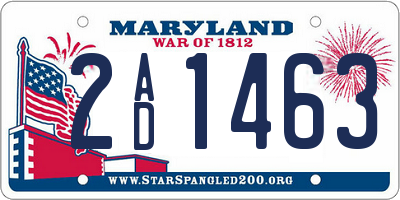 MD license plate 2AD1463
