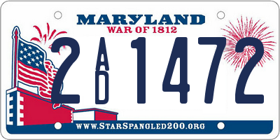 MD license plate 2AD1472