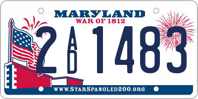 MD license plate 2AD1483