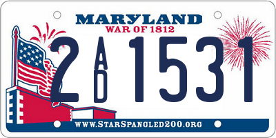 MD license plate 2AD1531