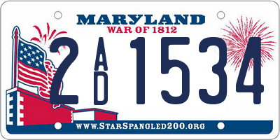 MD license plate 2AD1534
