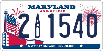 MD license plate 2AD1540