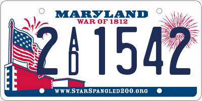 MD license plate 2AD1542