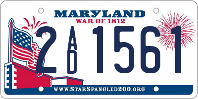 MD license plate 2AD1561
