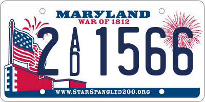 MD license plate 2AD1566