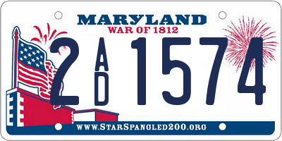 MD license plate 2AD1574