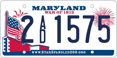 MD license plate 2AD1575