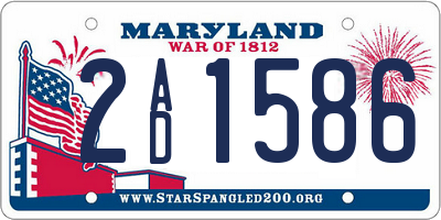 MD license plate 2AD1586