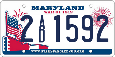 MD license plate 2AD1592