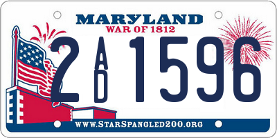 MD license plate 2AD1596
