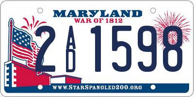 MD license plate 2AD1598