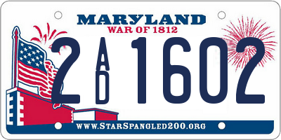MD license plate 2AD1602