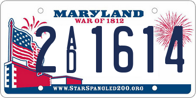 MD license plate 2AD1614