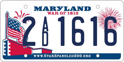 MD license plate 2AD1616