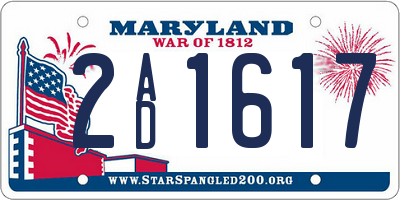 MD license plate 2AD1617
