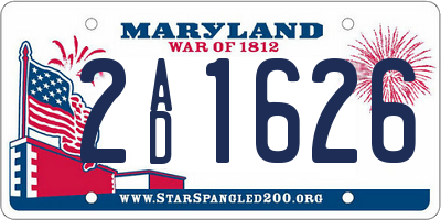 MD license plate 2AD1626
