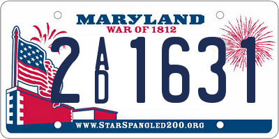 MD license plate 2AD1631