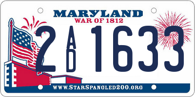 MD license plate 2AD1633
