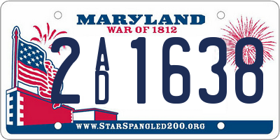 MD license plate 2AD1638