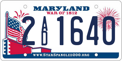 MD license plate 2AD1640