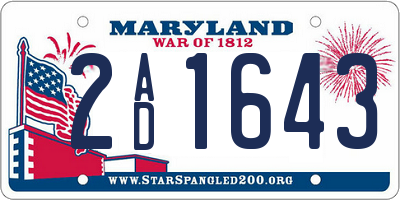MD license plate 2AD1643